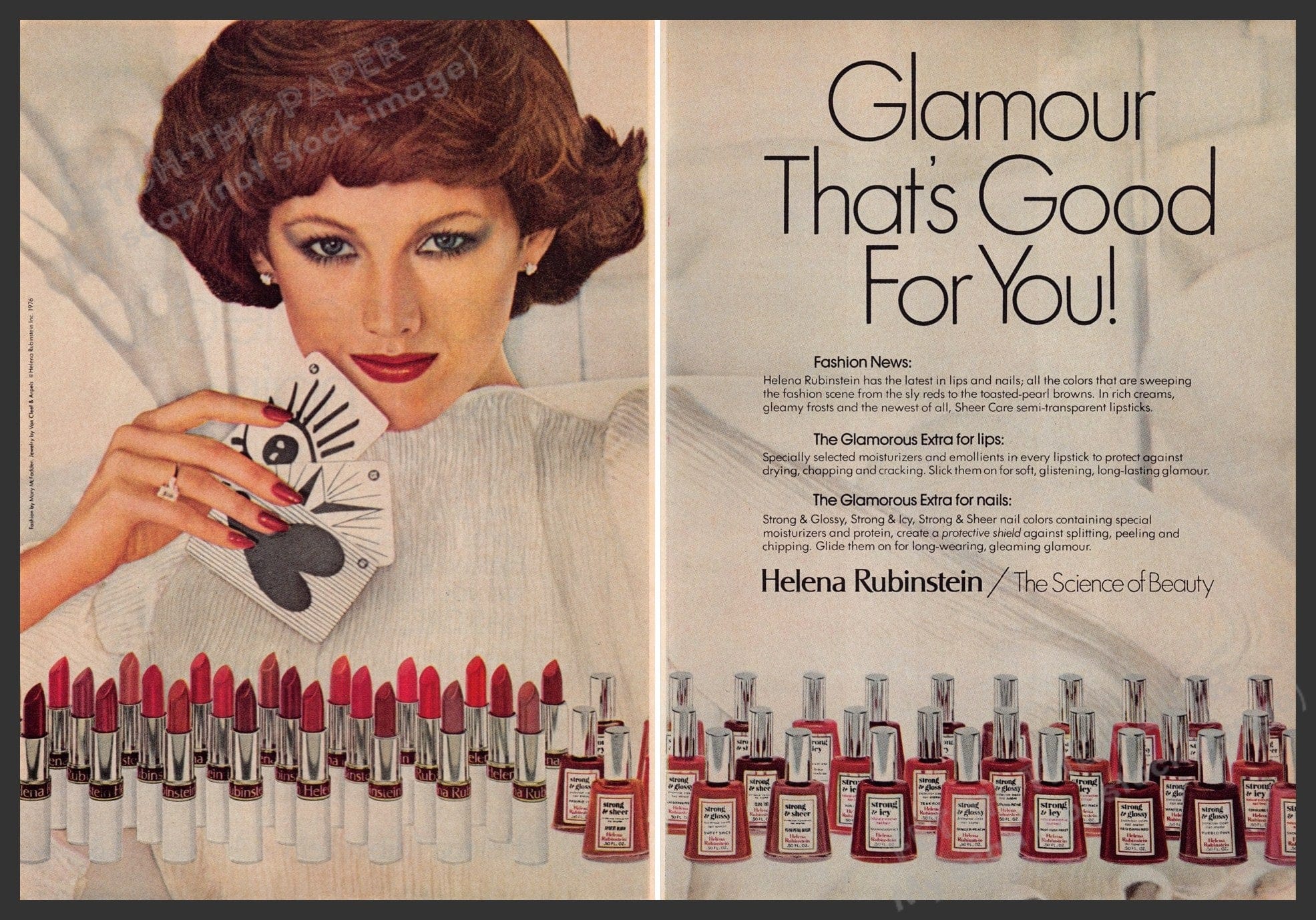 口紅 helena rubinstein Vintage 1976 Helena Rubinstein Cosmetics Ad - Glamorous Makeup