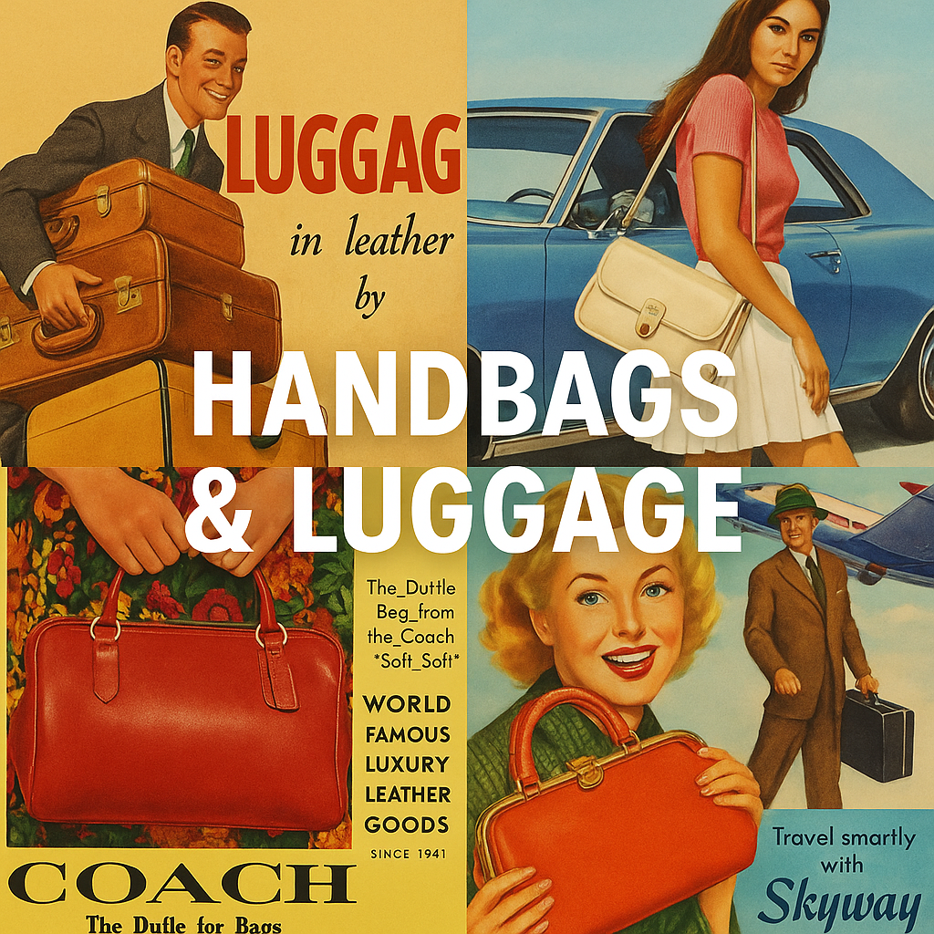 Magazine print advertising featuring handbags and luggage.