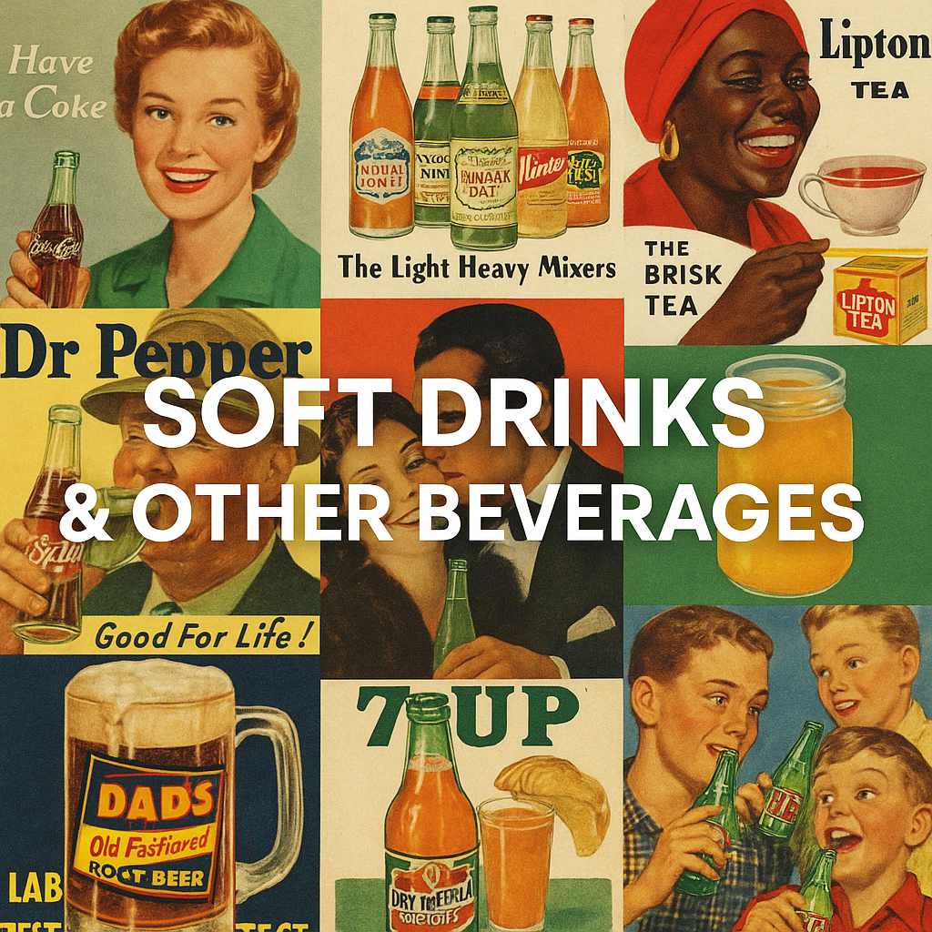 Soft drinks & other beverages featured in magazine print advertising