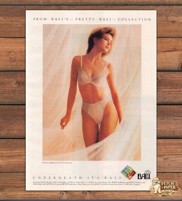 Bali Pretty Bali Collection Lace Lingerie Legs Print Ad 1988 1980s