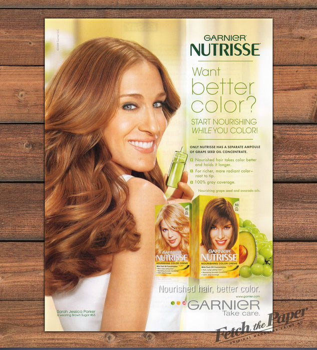 Garnier Nutrisse Sarah Jessica Parker Brown Sugar Hair Color Print Ad 2008 2000s