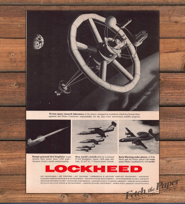 Lockheed Space Laboratory F-104 Starfighter Missile Print Ad 1959 1950s