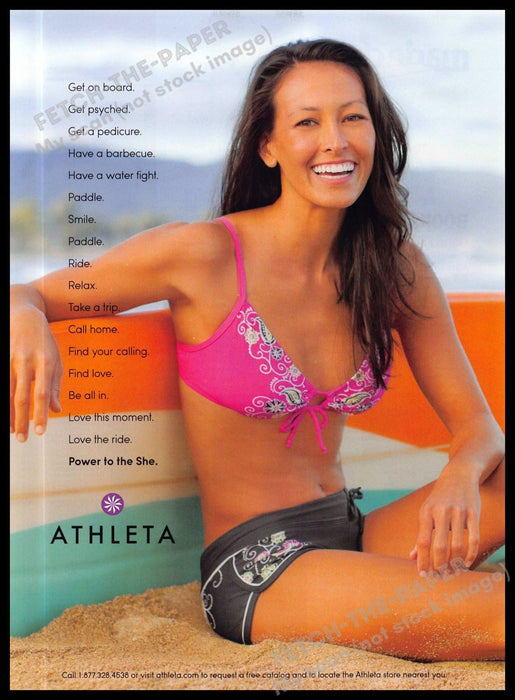 Athleta Swimwear 2010s Magazine Print Ad 2013 Legs Paddle Board Young Girl