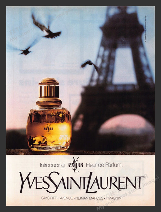 Yves Saint Laurent Eiffel Tower 1980s Print Advertisement 1988 (See Description)