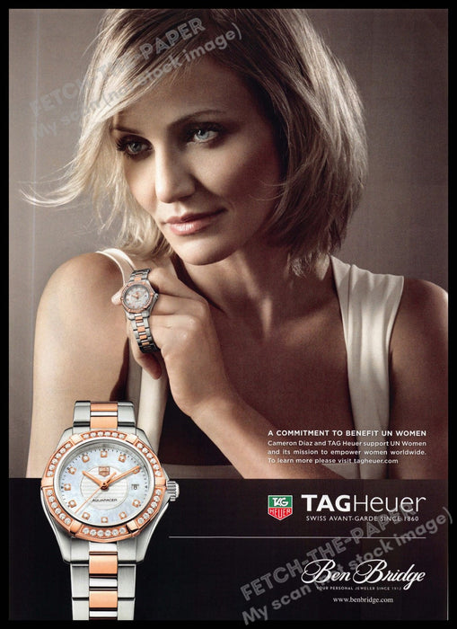 Tag Heuer 2010s Magazine Print Advertisement 2013 Cameron Diaz UN Women