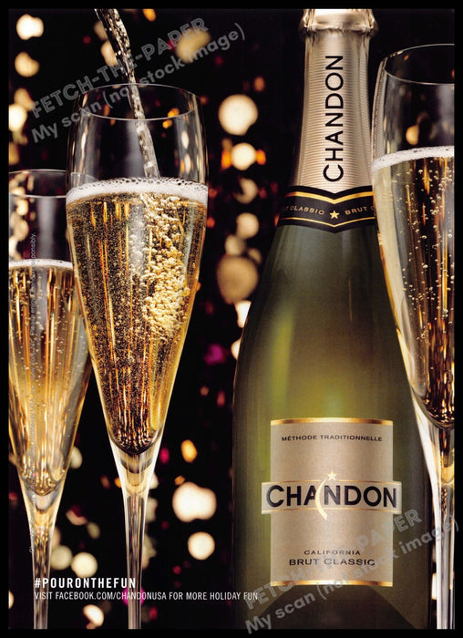 Chandon 2010s Magazine Print Advertisement 2013 "Pour the fun" Holiday