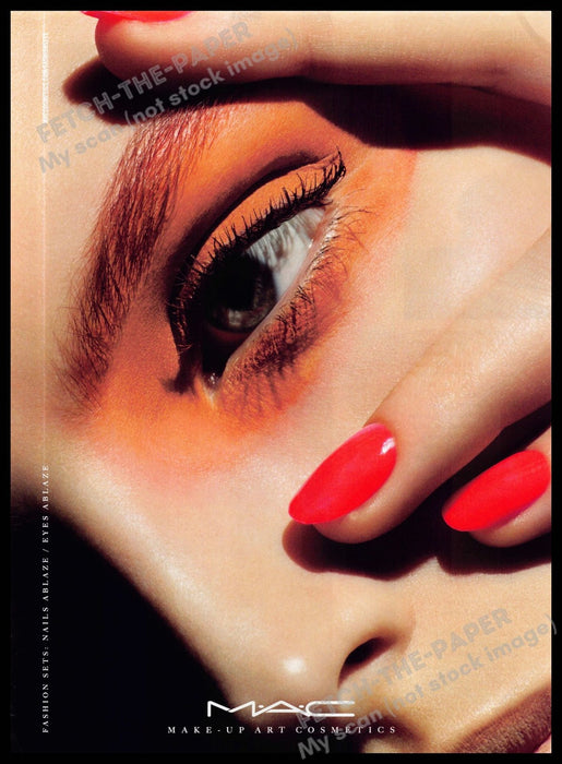 MAC 2010s Magazine Print Advertisement 2013 Cosmetics Orange Nails Eyes Closeup