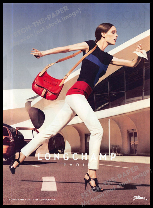 Longchamp Paris 2010s Magazine Print Advertisement 2013 Legs Running Airport