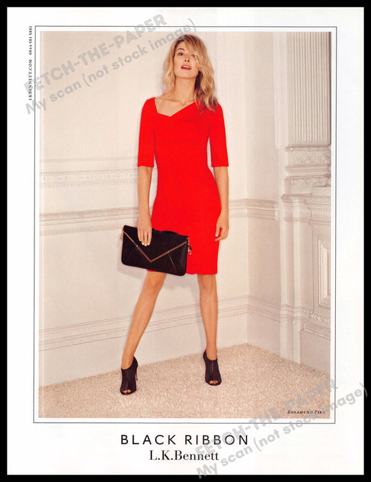 L.K. Bennett 2010s U.K. Magazine Print Ad 2013 Rosamund Pike Legs "Black Ribbon"