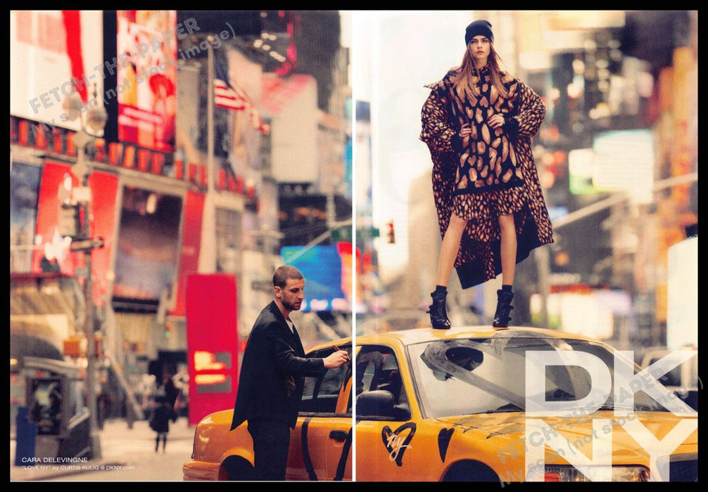 DKNY 2010s Print Advertisement (2 page) 2013 Cara Delevingne Legs Taxi Cab Top