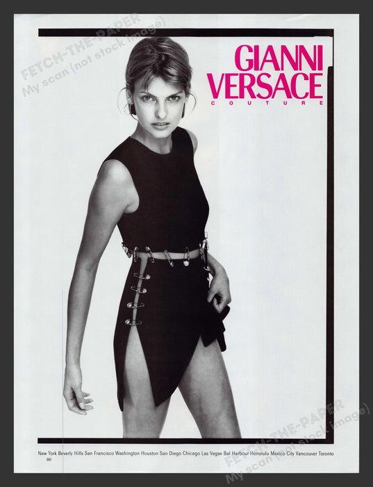 Gianni Versace 1990s Print Advertisement 1994 Linda Evangelista Legs Couture