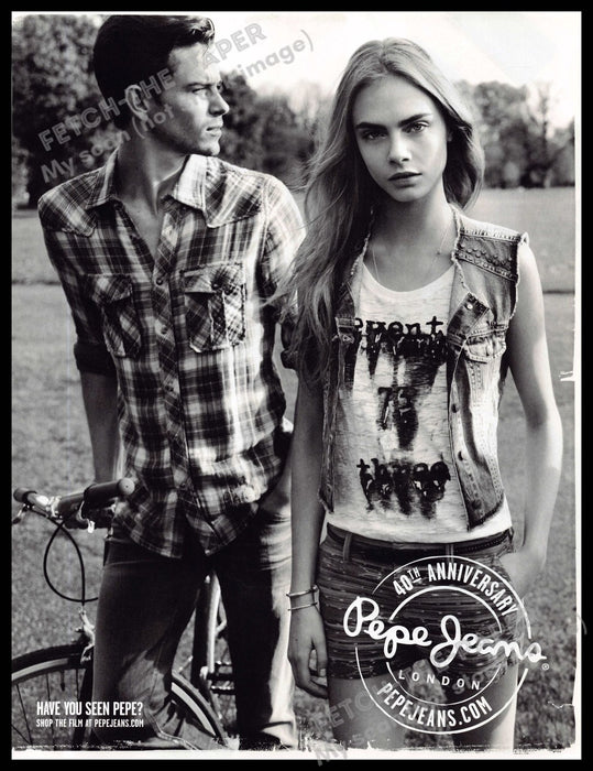 Pepe Jeans 2010s U.K. Magazine Print Ad 2013 Cara Delevingne Teen Models
