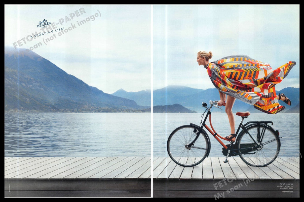 Hermes 2010s Print Advertisement (2 page) 2013 Legs Scarf Dock Bicycle Sporting
