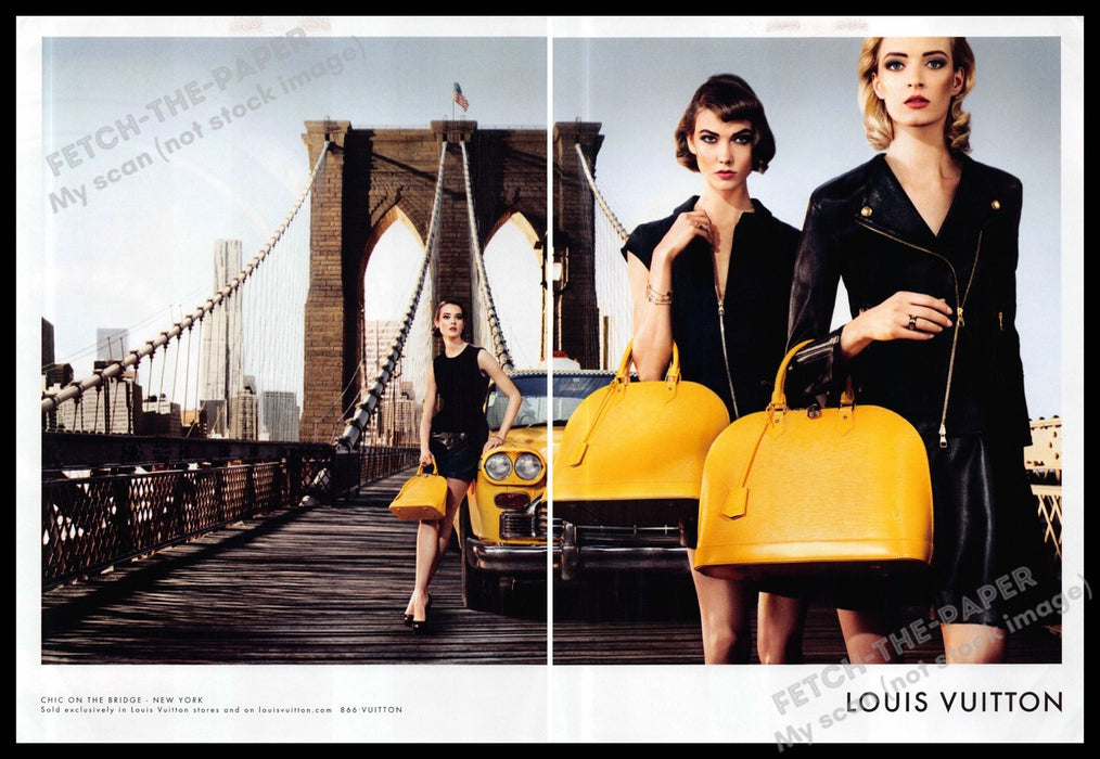 Louis Vuitton 2010s Print Advertisement (2 page) 2013 Brooklyn Bridge NYC Taxi