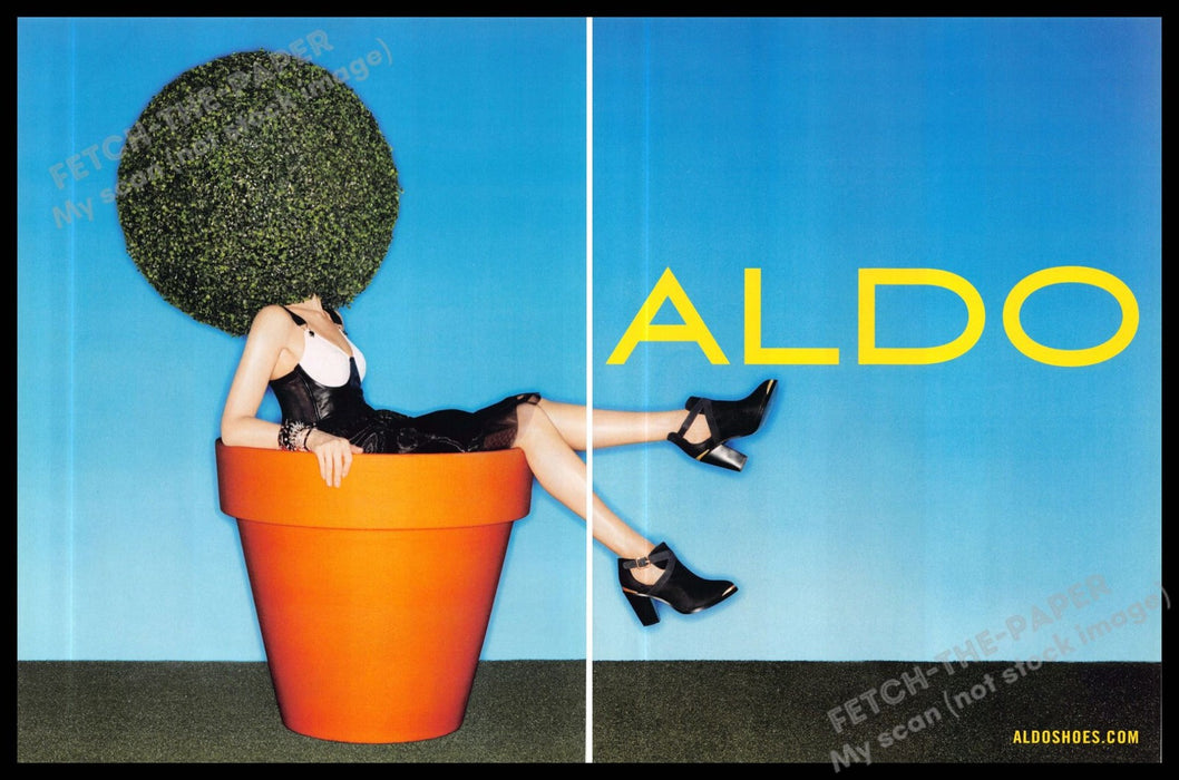 Aldo Footwear 2010s Print Advertisement (2 page) 2013 Legs Topiary Bush Plant