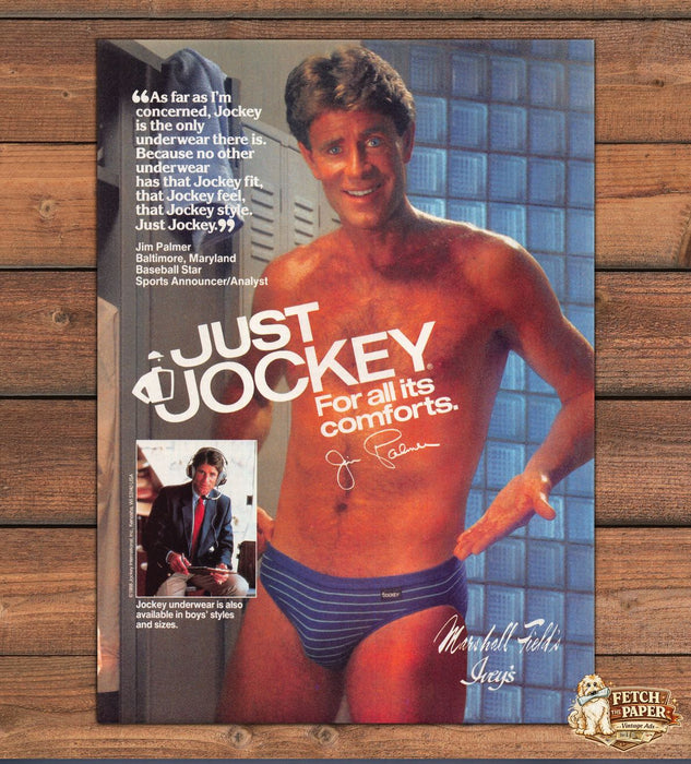 Jockey Jim Palmer Baseball Star Locker Room Print Ad 1988 1980s