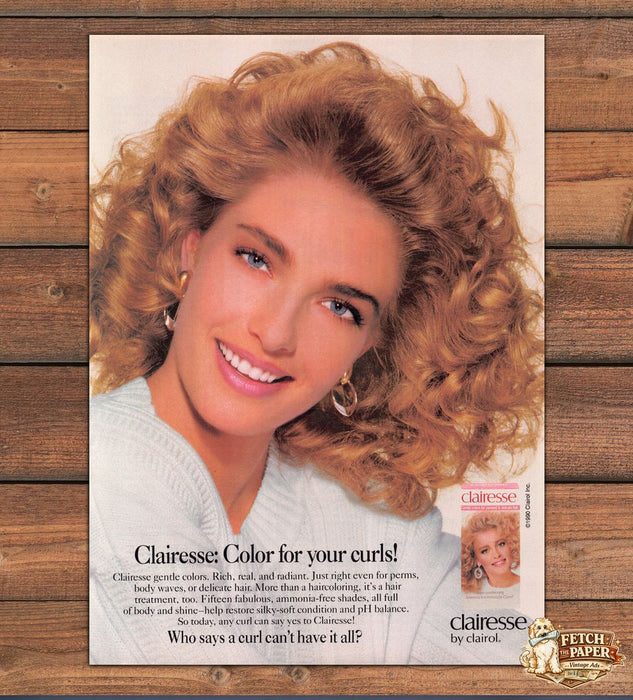 Clairesse by Clairol Color for Your Curls Perm Ammonia-Free Print Ad 1990 1990s