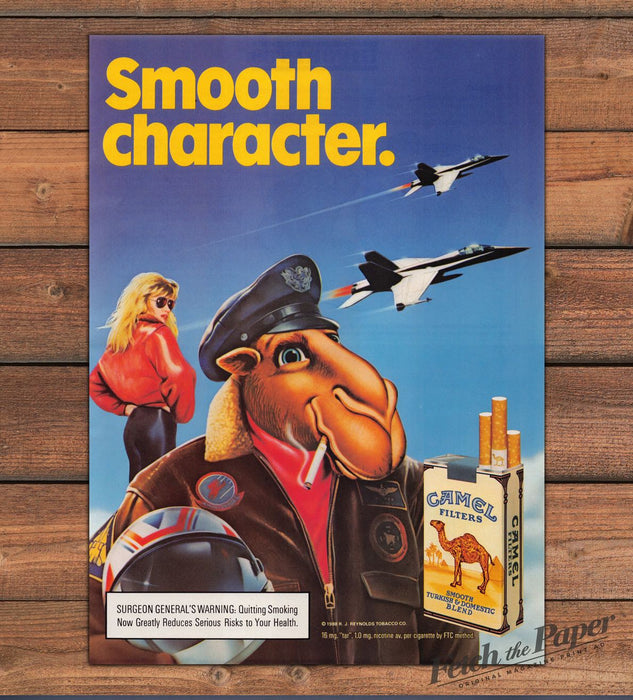 Camel Filters Joe Cool Camel Pilot Jets Blonde Woman Print Ad 1988 1980s