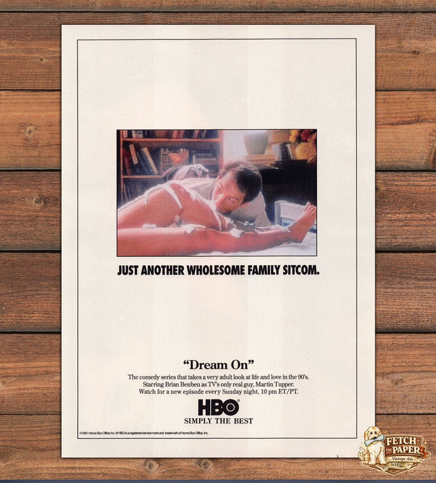 HBO Dream On TV Series Couple Bed Comedy Print Ad 1991 1990s