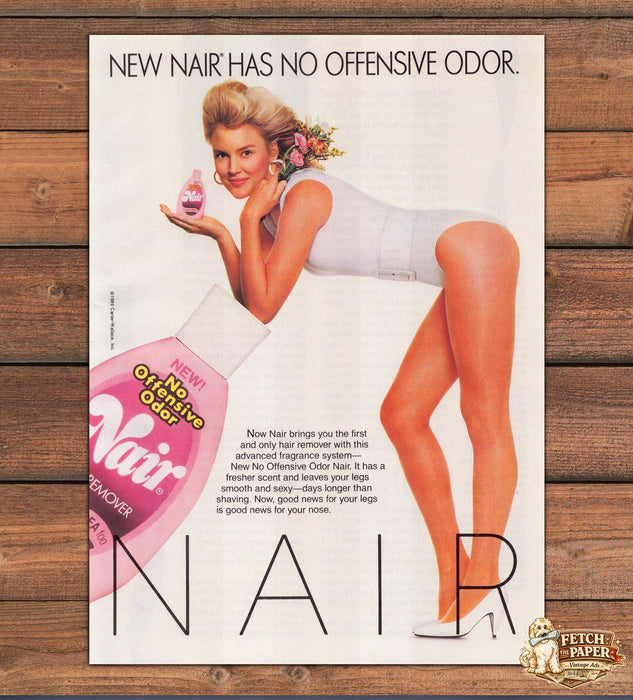 Nair No Offensive Odor Hair Remover Legs High Heels Print Ad 1989 1980s