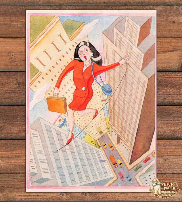 Artist Barbara Samuels “Risky Business” Rope Walk Skyscraper Print Ad 1991 1990s