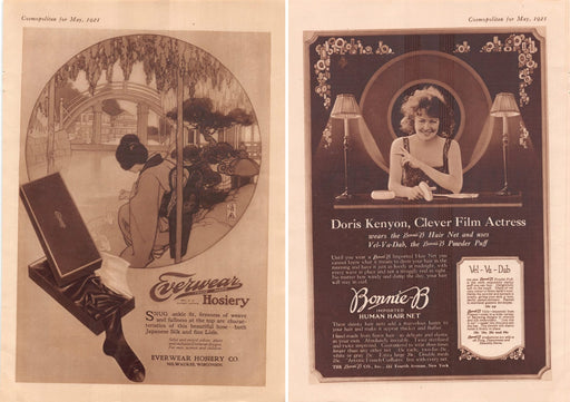 1920 Everwear Men's Hosiery & Bonnie-B Print Advertisements Front / Back Ad 1921