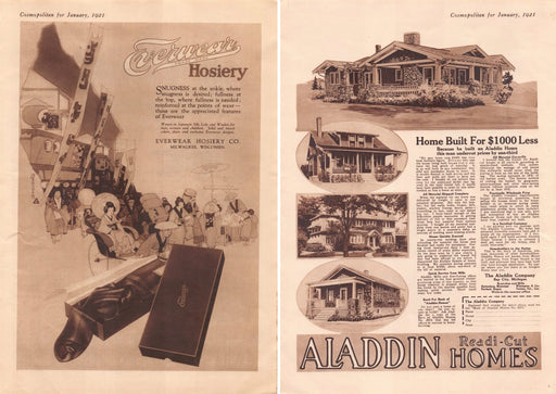 1920s Everwear Men's Hosiery & Aladdin Print Advertisement Front / Back 1921
