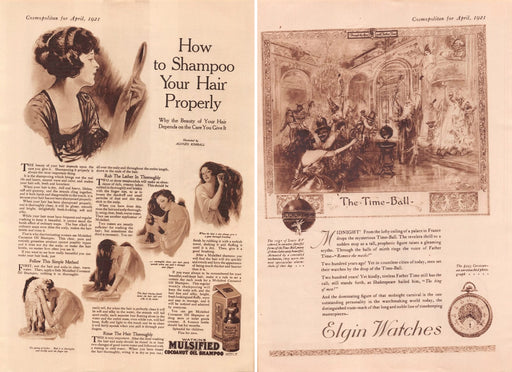 1920s Watkins Coconut Oil & Elgin Watches Antique Print Advertisements Ad 1921