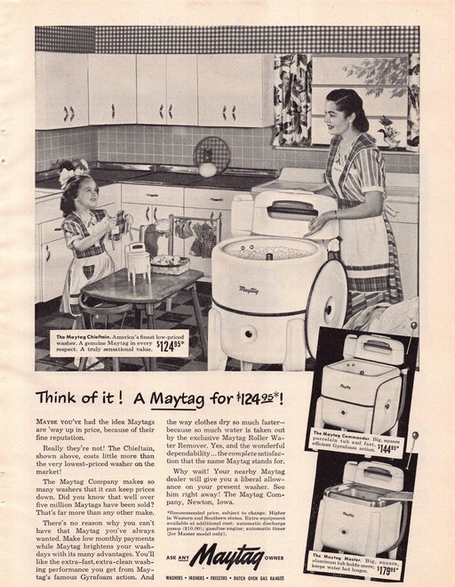 1940s Maytag Master Commander Chieftain Appliance Print Advertisement Ad 1949