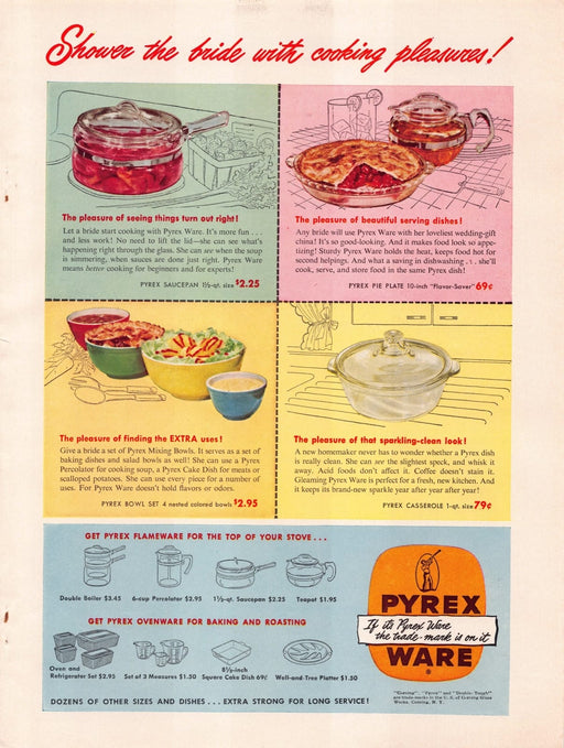 1940s Pyrex Ware Glass Bowls Kitchenware Print Advertisement Ad 1949
