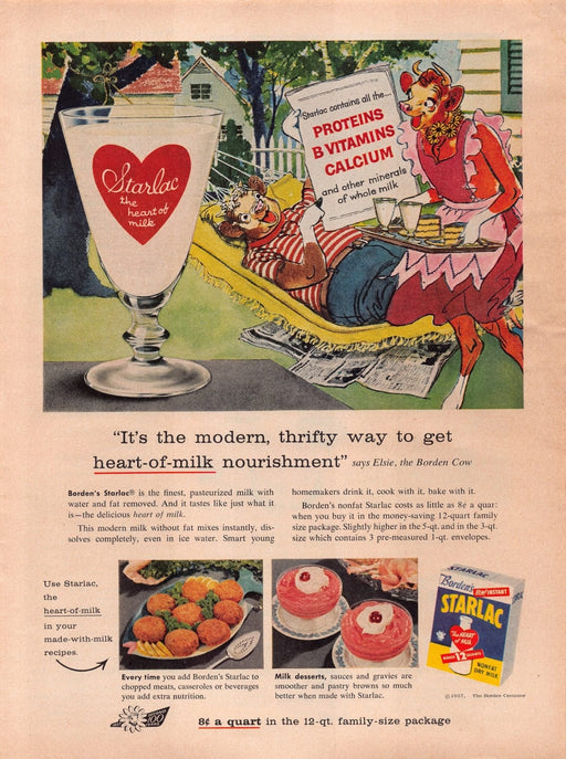 1950s Borden Starlac Nonfat Dry Milk Hammock Food Print Advertisement Ad 1957