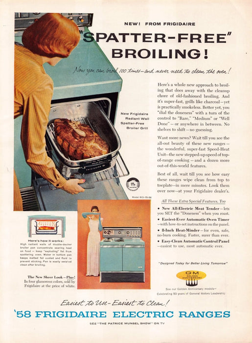 1950s Frigidaire RCI-75-58 Range Appliance Patrice Munsel Print Ad 1957