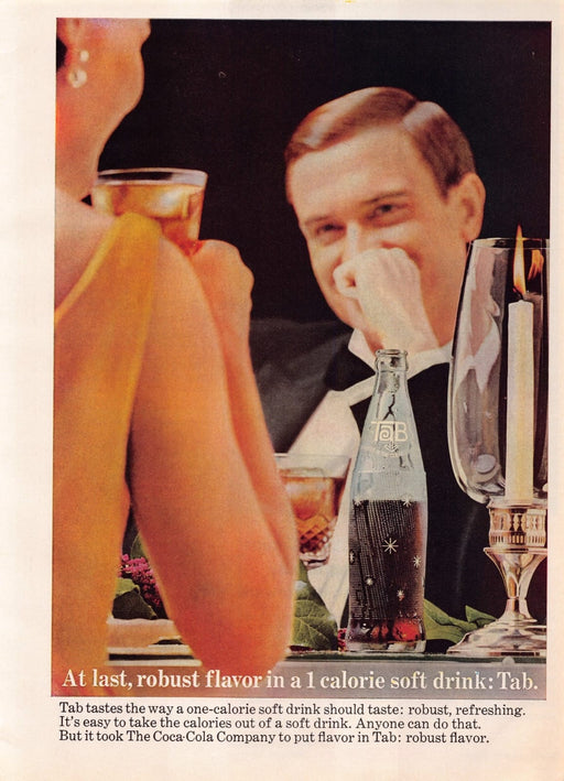1960s Coca-Cola Tab Soft Drink Glass Bottle Print Advertisement Ad 1965