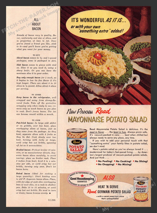 1960s Read Canned German Potato Salad Print Advertisement Food Ad 1965