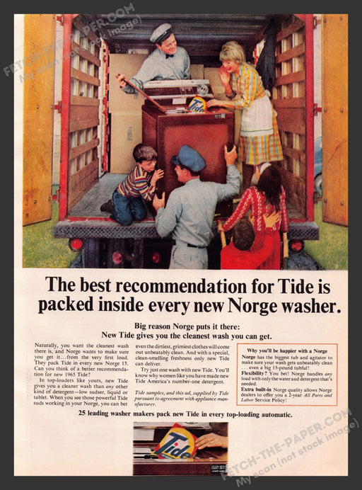 1960s Tide & Norge Appliance Household Print Advertisement Ad 1965