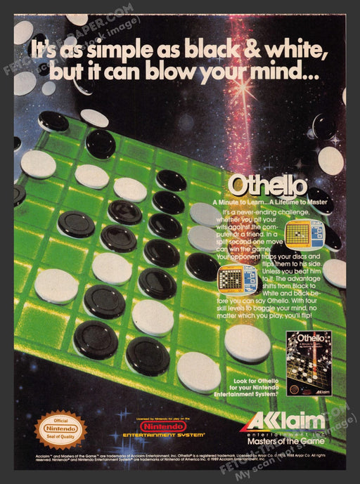 1980s Othello Print Advertisement Video Game Ad 1989