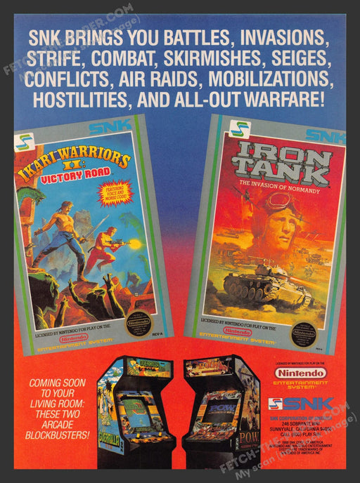 1980s SNK Arcade Ikari Warriors Iron Tank Print Advertisement Video Game Ad 1988