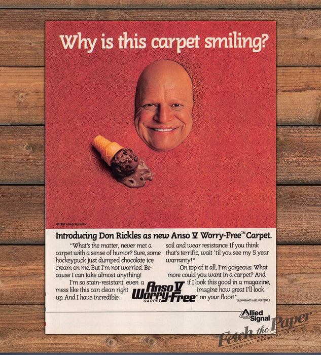 1987 Anso V Worry-free Carpet Don Rickles Print Advertisement Ad