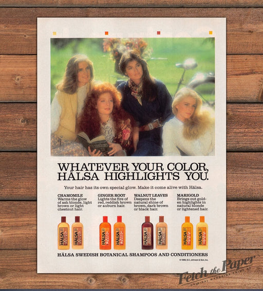 1987 Halsa Swedish Botanical Shampoos Hair Print Advertisement