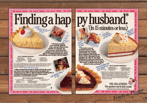 1987 Jell-O Recipes "Finding a Happy Husband" Print Advertisement (2 Pages)