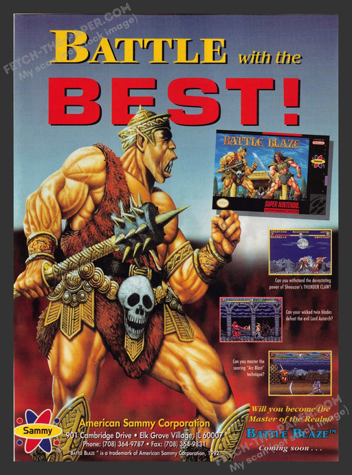 1990s Battle Blaze Print Advertisement Video Game Ad 1993