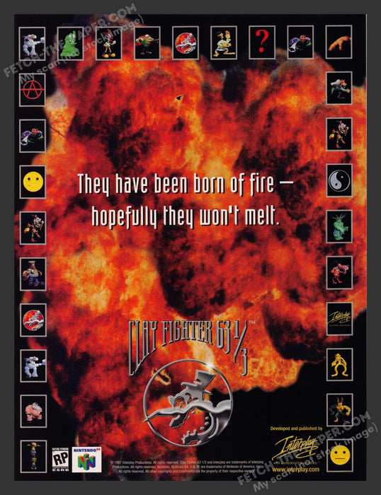 1990s Clay Fighter 63 1/3 Print Advertisement Video Game Ad 1997