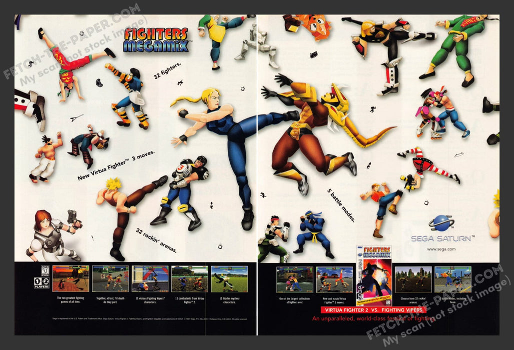 1990s Fighters Megamix Print Advertisement 2 Page Video Game Ad 1997