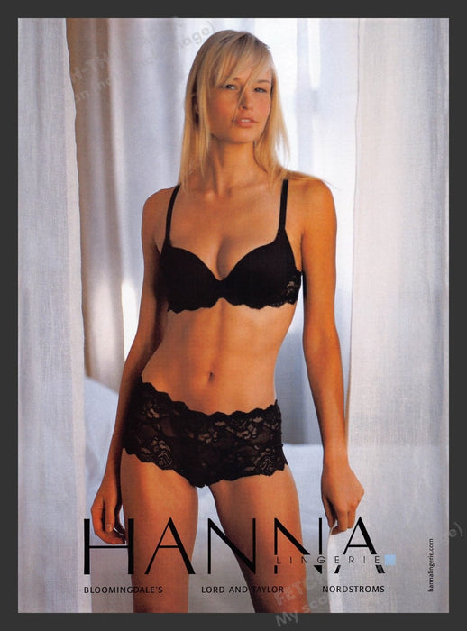 1990s Hanna Lingerie Black Bra & Panty Print Advertisement Ad