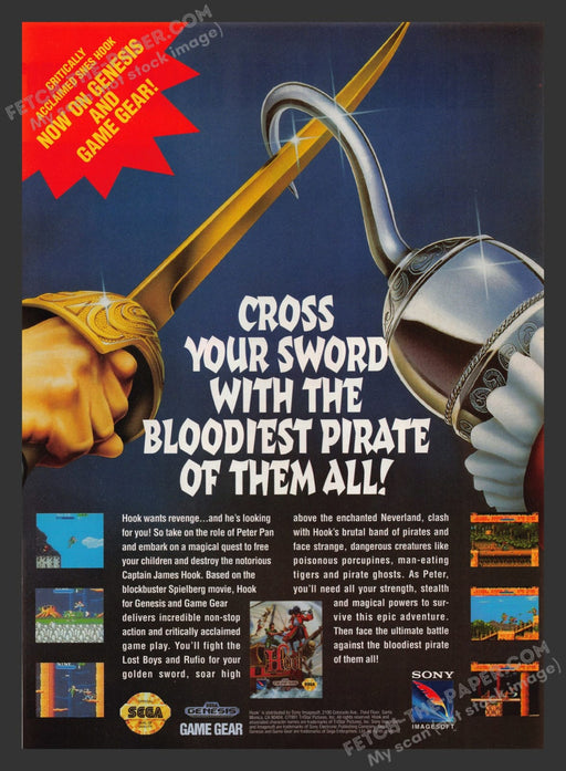 1990s Hook Print Advertisement Video Game Ad 1993