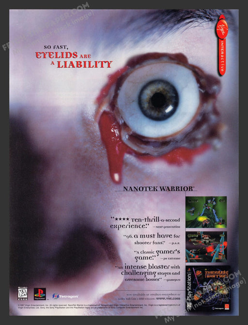 1990s Nanotek Warrior Eyeball Print Advertisement Video Game Ad 1997