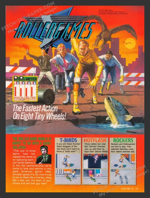 1990s RollerGames Print Advertisement Video Game Ad 1990