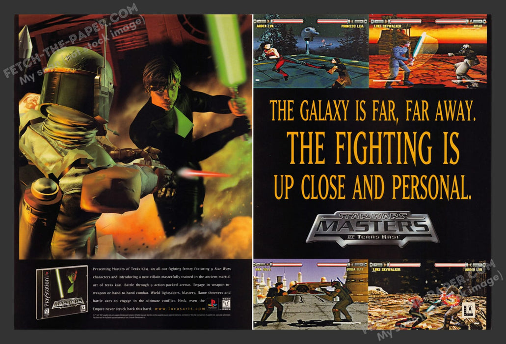 1990s Star Wars Masters of Teras Kasi Print Advertisement 2 Pg Video Game 1997