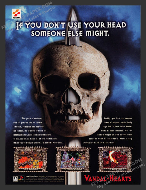 1990s Vandal-Hearts Print Advertisement Video Game Ad 1997