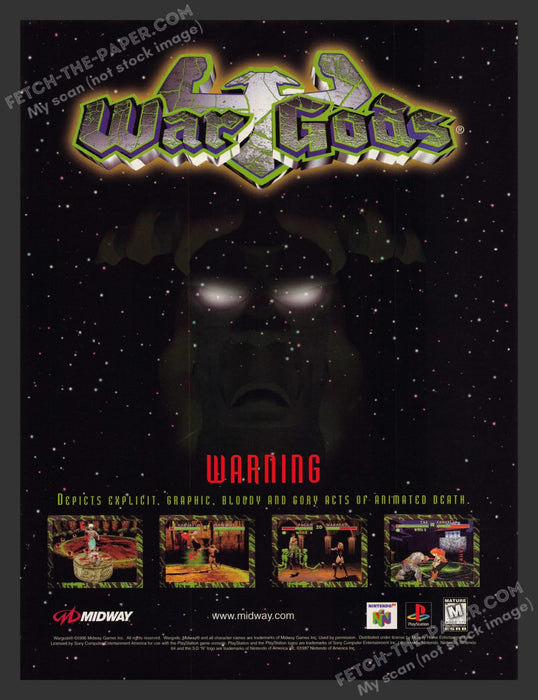 1990s War Gods Print Advertisement Video Game Ad 1997